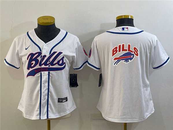 Womens Buffalo Bills White Team Big Logo With Patch Cool Base Stitched Baseball Jersey->women nfl jersey->Women Jersey